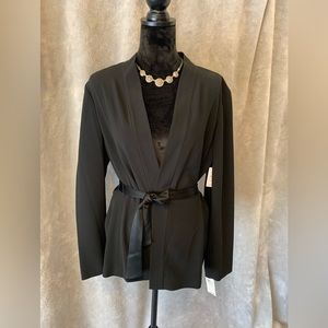 NWT Dana Buchman blazer.  Beautiful black linen, with satin style belt.